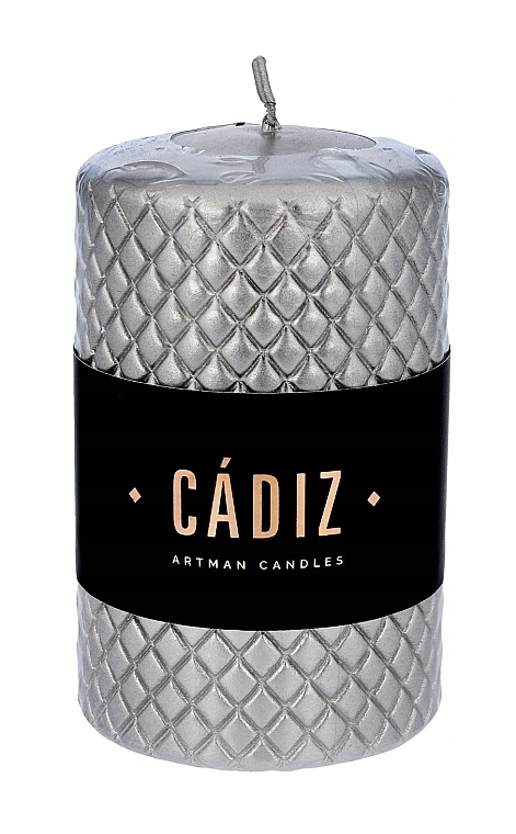 Decorative Candle, 7.3x11 cm, silver cylinder - Artman Cadiz — photo N1