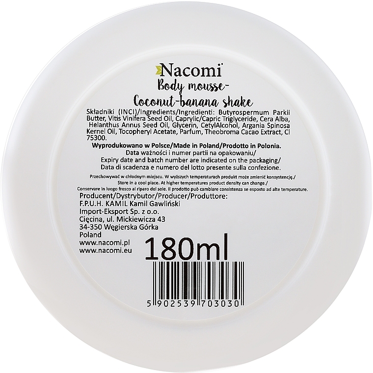 Body Mousse "Coconut-Banana Shake" - Nacomi Body Mousse Coconut-Banana Shake — photo N3