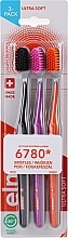 Toothbrushes, ultra-soft, black + purple + orange - Elmex Swiss Made — photo N1