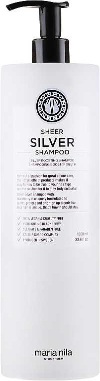Anti-Yellow Shampoo for Colored Hair - Maria Nila Sheer Silver Shampoo — photo N3