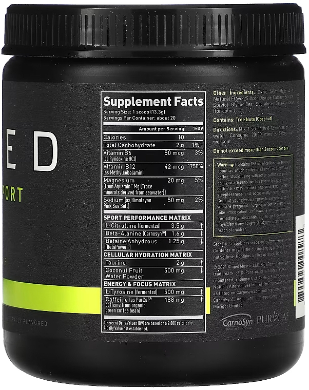 Mango Lime Pre-Workout Complex - Kaged Pre-Kaged Sport Pre-Workout Mango Lime — photo N6