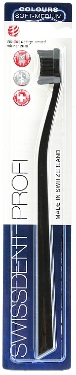 Soft-Medium Toothbrush, black - SWISSDENT Profi Colours Soft-Medium Toothbrush Black&Black — photo N2