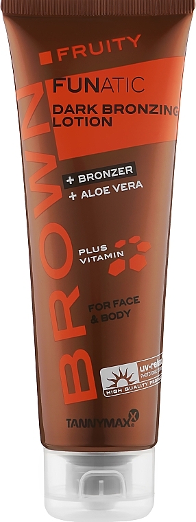 Tan Booster Lotion with Dark Bronzers, Melanin & Aloe Vera - Tannymaxx Brown Fruity Funatic Dark Bronzing Lotion For Face & Body — photo N1