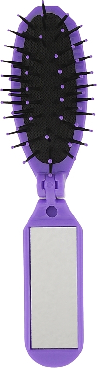 Foldable Hair Brush with Mirror, 499426, purple - Inter-Vion — photo N1