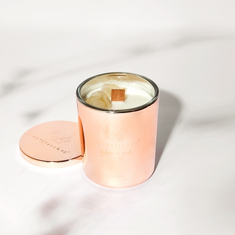 Citrine, Tobacco & Oud Soy Candle - Crystallove Soy Candle with Citrine Tobacco Oud — photo N4