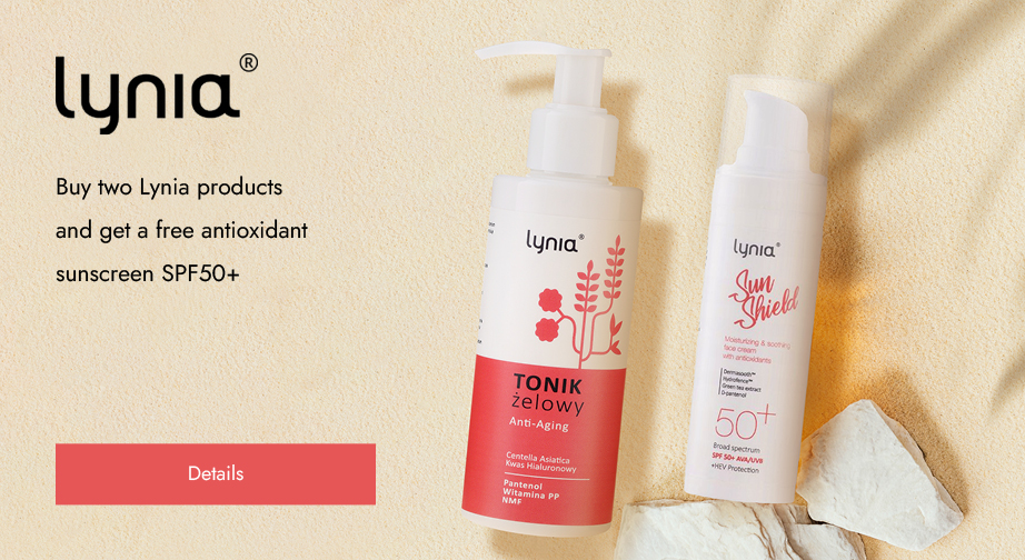 Buy two Lynia products and get a free antioxidant sunscreen SPF50+