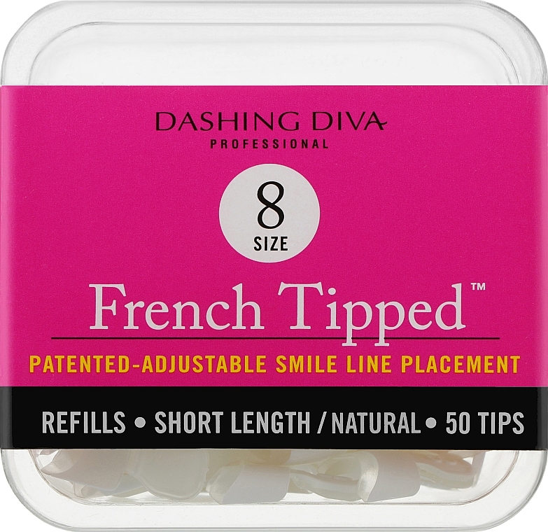 Natural Short Tips 'French' - Dashing Diva French Wrap 50 Tips (Size 8) — photo N1