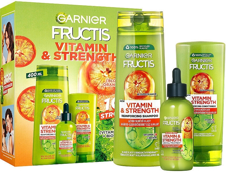 Bundle - Garnier Fructis Vitamin & Strength (shmp/400ml + cond/200ml + ser/125ml) — photo N1