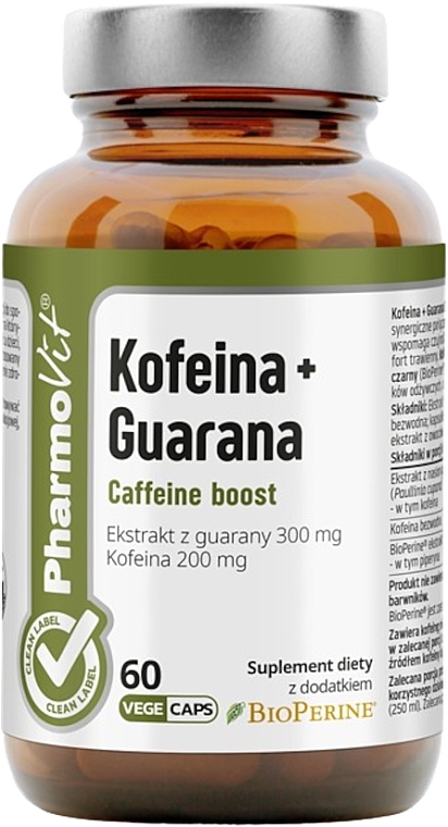 Caffeine + Guarana Dietary Supplement  - Pharmovit Clean Label — photo N1