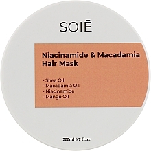 Fragrances, Perfumes, Cosmetics Moisturizing Hair Growth Mask with Niacinamide & Macadamia Oil - Soie Niacinamide & Macadamia Hair Mask