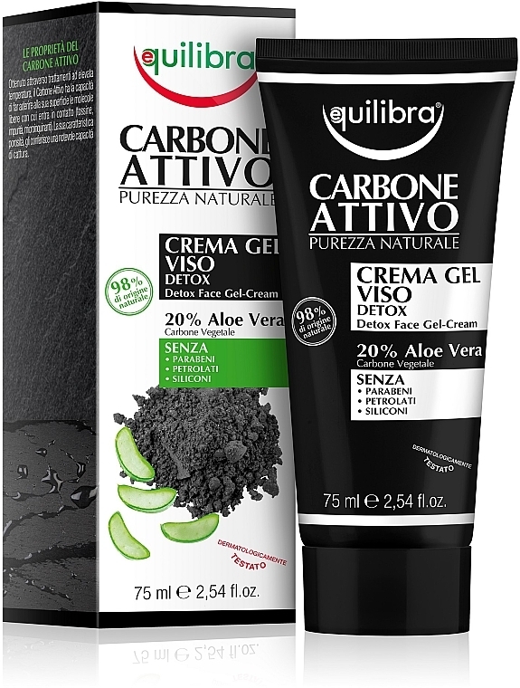 Active Charcoal Gel-Cream - Equilibra Active Charcoal Detox Face Gel-Cream — photo N1