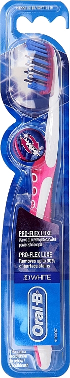 Soft Toothbrush, pink - Oral-B Proflex 3D White Luxe 38 Soft — photo N1