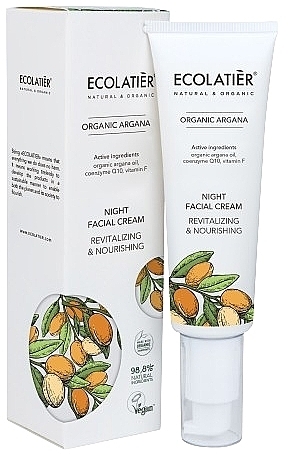 Revitalizing Night Face Cream - Ecolatier Night Facial Cream Revitalizing & Nourishing Organic Argan — photo N2