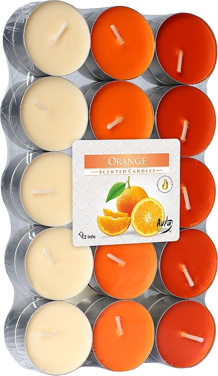 Tealights 'Orange, 30 pcs - Bispol Orange Scented Candles — photo N1