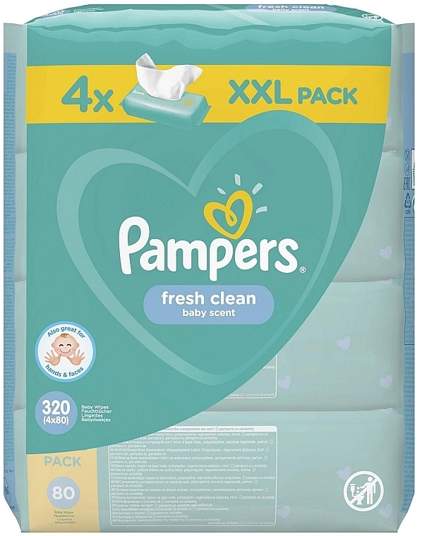 Baby Fresh Clean Wet Wipes, 4x80pcs - Pampers — photo N1