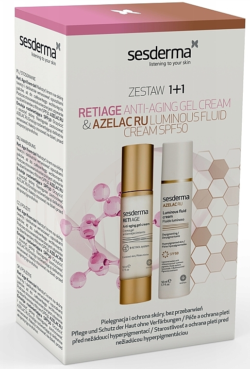 Set - SesDerma Laboratories Reti Age+Azelac Ru Set Skin Care Gift Set (f/cr/gel/50ml + f/fl/cr/50ml) — photo N1