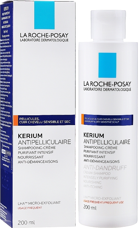 Anti Dry Dandruff Cream-Shampoo - La Roche-Posay Kerium Anti-Dandruff Dry Sensitive Scalp Cream Shampoo — photo N2