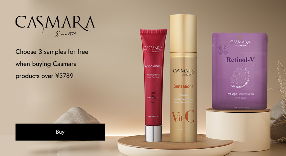 Spend over ¥3789 on Casmara products and choose 3 samples for free