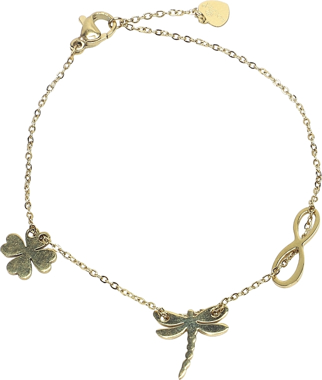 Women Bracelet, flower, dragonfly and infinity, gold - Lolita Accessoires — photo N1