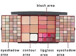 Professional Sliding Makeup Palette with Eyeshadow, Blush, Lipstick & Lip Gloss, 111 shades - King Rose — photo N4