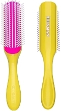 D3 Hair Brush, yellow and pink - Denman Medium 7 Row Styling Brush Honolulu Yellow — photo N3