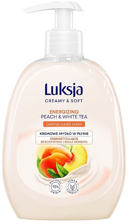 Liquid Cream Soap "Peach & White Tea" - Luksja Creamy & Soft Energizing Peach & White Tea Caring Hand Wash — photo N1