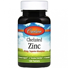 Zinc Chelate Dietary Supplement, 30mg - Carlson Labs Chelated Zinc — photo N1