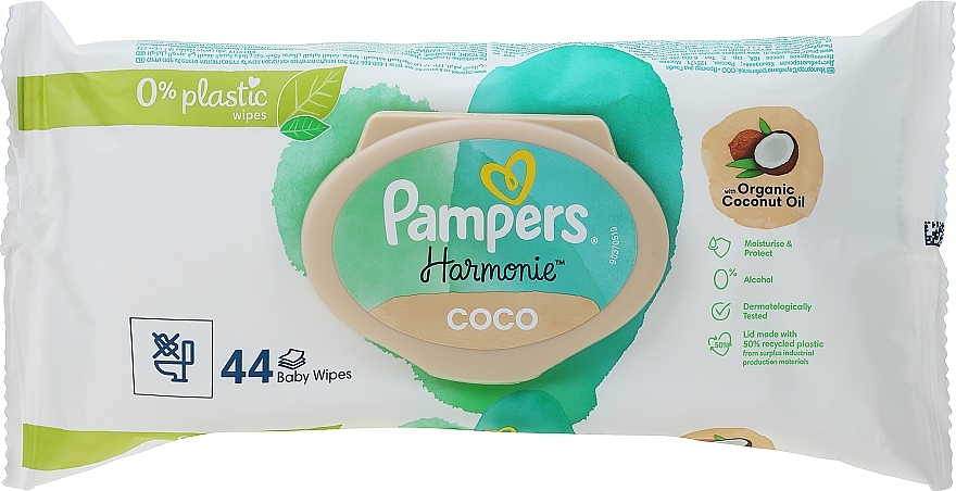 Baby Wet Wipes, 44 pcs. - Pampers Harmonie Coco Baby Wipes — photo N3