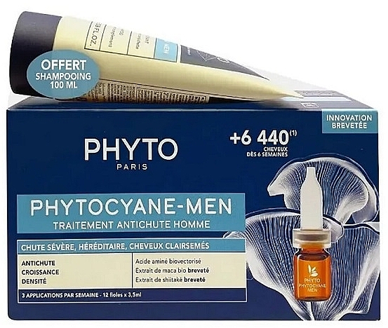 Set - Phyto Phytocyane-Men (ampoules/12x3,5ml + shm/100ml) — photo N1