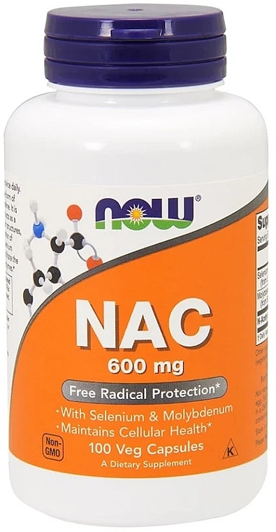 Dietary Supplement "NAC", 600mg - Now Foods NAC Veg Capsules — photo N1