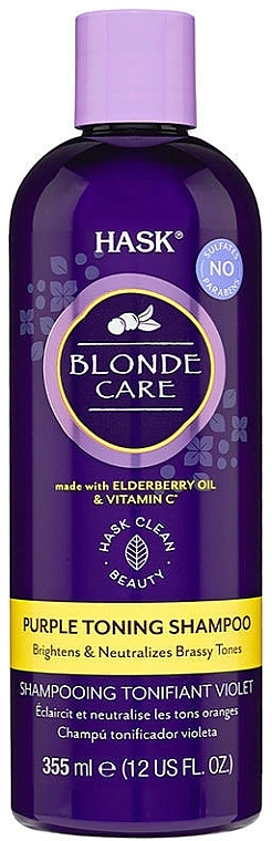 Sulfate-Free Tinted Shampoo for Blonde Hair - Hask Blonde Care Purple Toning Shampoo — photo N1