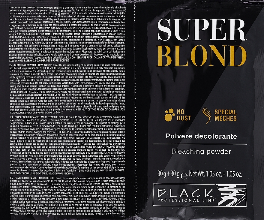 Bleaching Hair Powder - Black Professional Line Bleaching Powder Blue — photo N10