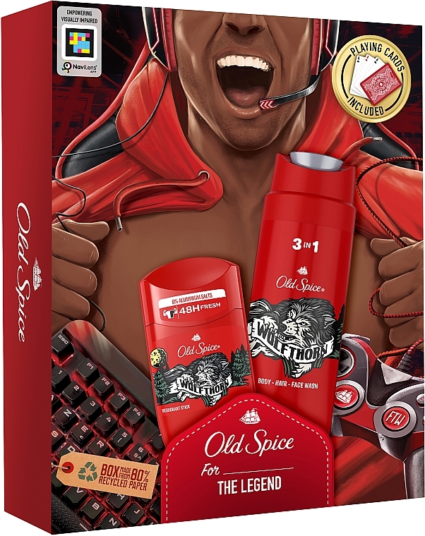 Set - Old Spice The Legend Wolfthorn (sh/gel/250ml + deo/50ml + cards) — photo N3