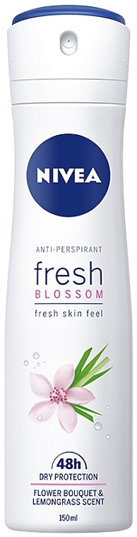 Body Deodorant Spray - Nivea Anti-Respirant Fresh Blossom Fresh Skin Feel Flower Bouquet & Lemongrass Scent — photo N3