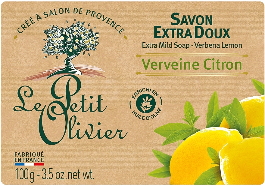 Extra Mild Soap with Lemon & Verbena Extract - Le Petit Olivier Extra Mild Soap Verbena and Lemon — photo N1