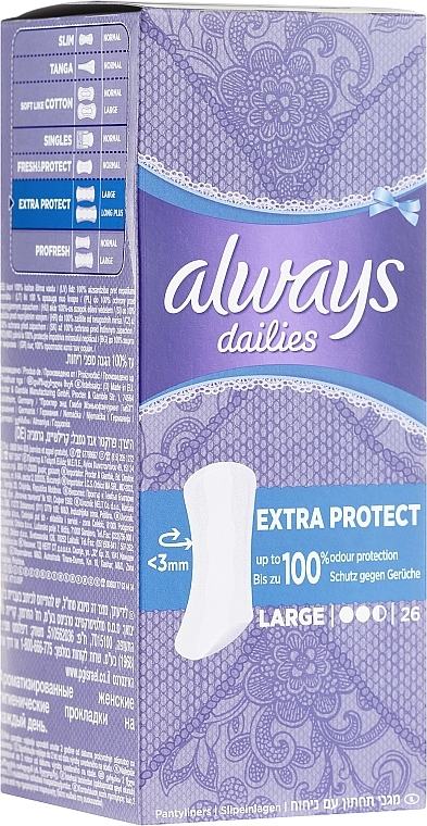 Sanitary Pads, 26pcs - Always Dailies Extra Protect Large — photo N2
