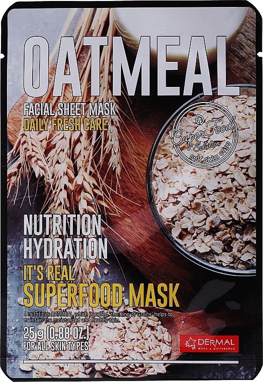 Oat Face Mask - Dermal It'S Real Superfood Mask Oatmeal — photo N1