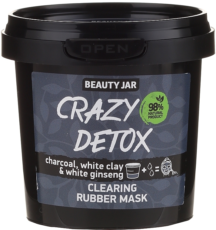 Cleansing Peel-Off Mask with Charcoal, White Clay & Ginseng - Beauty Jar Crazy Detox Clearing Rubber Mask — photo N1