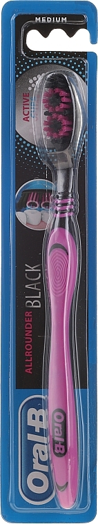 Medium Toothbrush, "Allrounder", light pink - Oral-B Allrounder Black Medium — photo N3