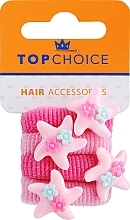 Hair Ties 21831, 4 pcs, pink with stars - Top Choice — photo N1