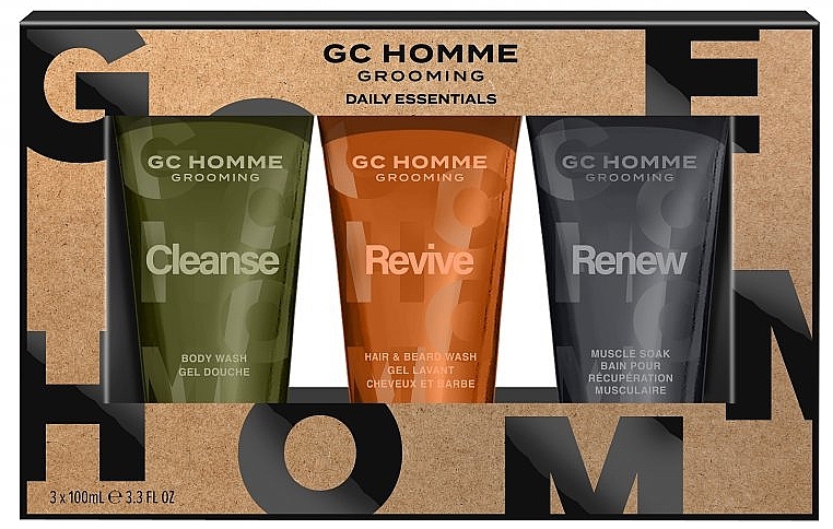 Set - Grace Cole GC Homme Grooming Daily Essentials (sh/gel/100ml + h/wash/100ml + muscle/soak/100ml) — photo N1