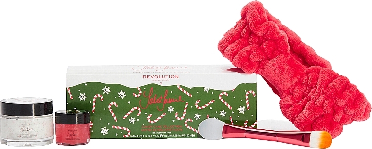 Set - Revolution Skincare x Jake Jamie Candy Cane Christmas Gift Set (mask/50ml + lip/mask/15ml + brush/1pc + headband/1pc) — photo N3