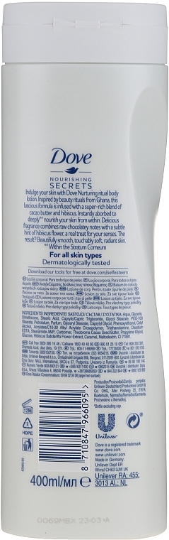 PRICE CUT! Body Lotion with Cocoa and Hibiscus Oil - Dove Nourishing Secrets Nurturing Ritual Cacao Butter And Hibiscus Body Lotion — photo N15