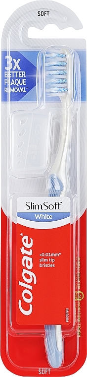 Toothbrush, soft, blue - Colgate Slim Soft White 0.01 mm — photo N1