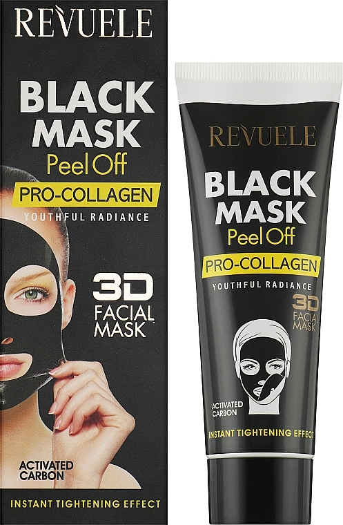 Black Face Mask "Pro-Collagen" - Revuele Black Mask Peel Off Pro-Collagen — photo N2