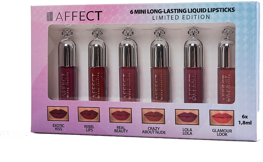 Set - Affect 6 Mini Long Lasting Liquid Lipsticks (6x1.8ml) — photo N1