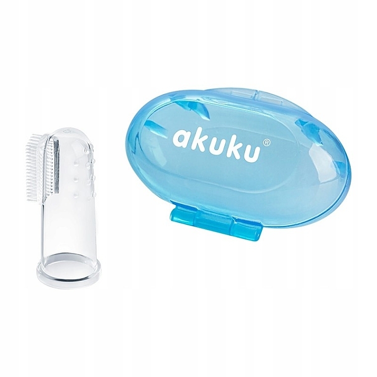 Silicone Toothbrush Massager with Container, blue - Akuku — photo N2