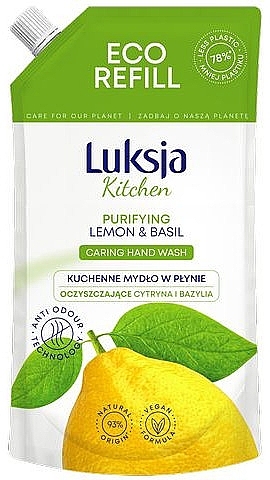 Lemon & Basil Liquid Soap - Luksja Kitchen Purifying Lemon & Basil Caring Hand Wash (doy-pack)  — photo N4