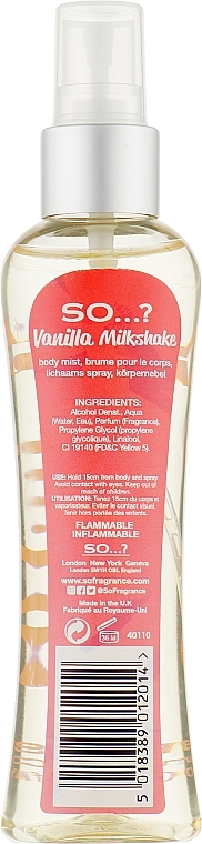 Body Spray - So…? Vanilla Milkshake Body Mist — photo N2