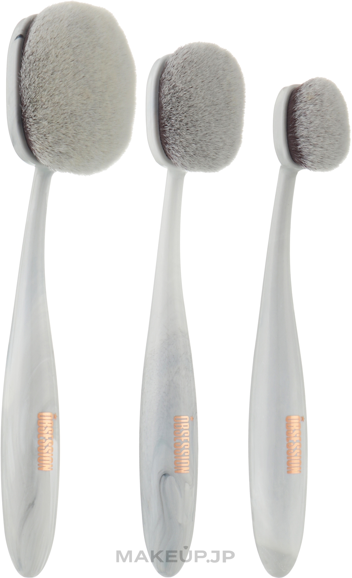 Makeup Brush Set, 3 pcs - Makeup Obsession Marble Contour & Light Brushes White — photo 3 szt.